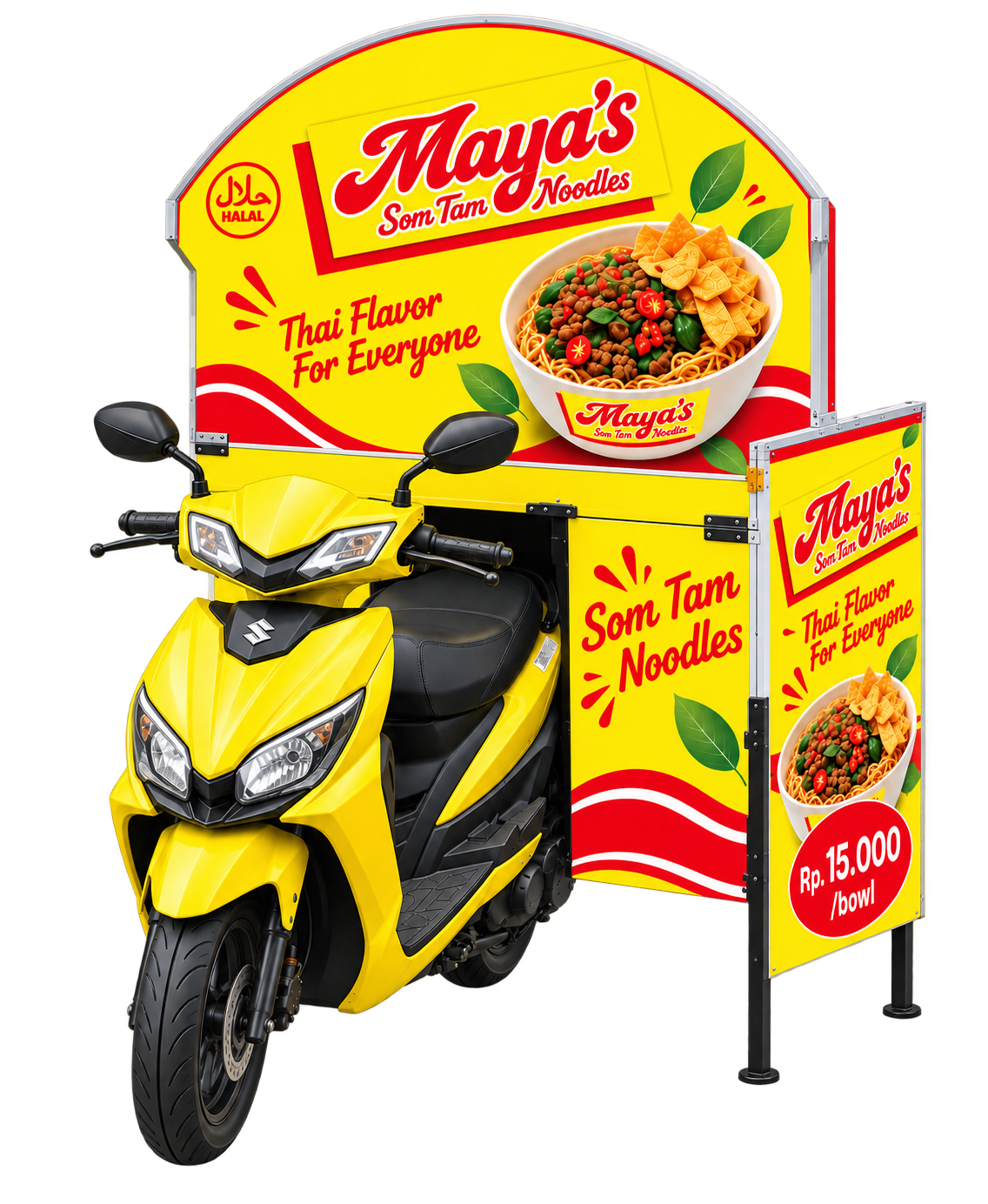 Maya's Kra Pao Chicken Basil Noodles mobile cart