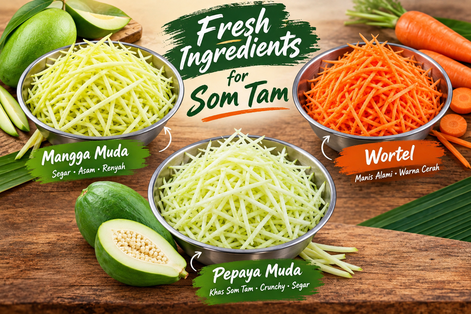 Fresh Som Tam ingredients